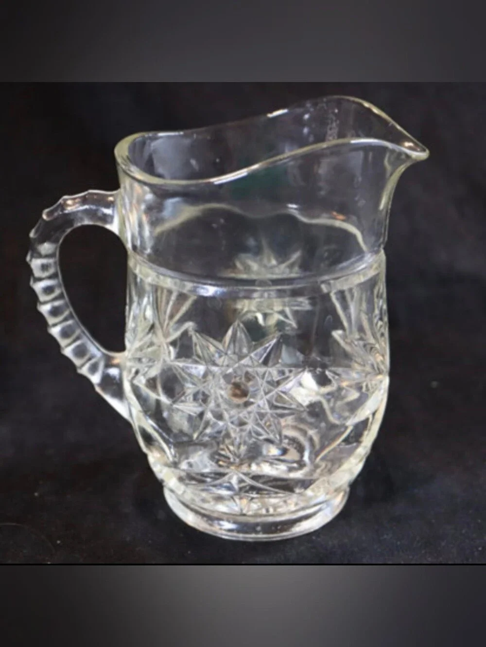Vintage Anchor Hocking Star of David Prescut Mini Pint Glass Pitcher 16oz.